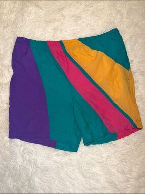CAMPUS Men's Colorblock 90s Vintage Swim Shorts MEDIUM